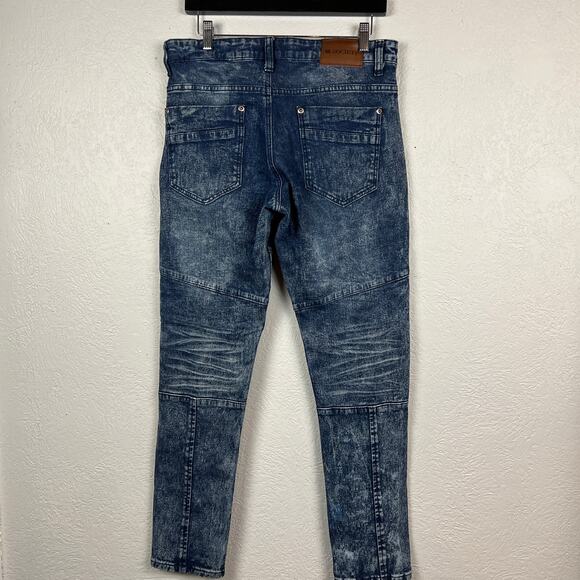 M Society Moto Jeans Skinny Blue Dark Wash - 32x30 - Picture 2 of 4